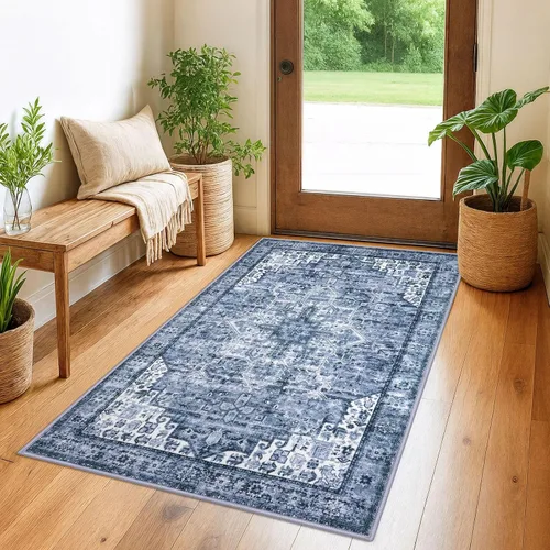 Vista 60 de SIILOOM Alfombra lavable de 2 x 3 pies, alfombra suave color taupe ceniza para entrada, tapete antideslizante para puerta de interior, tapete