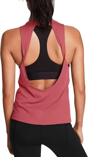 Vista 15 de Mippo Tops de entrenamiento para mujer, camisetas de yoga con espalda Verde militar