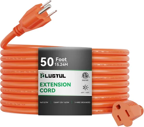 Vista 10 de Cable de extensión para exteriores de 6 pies Cable de extensión de 3 clavijas de calibre 16/3, 13A 1625 W SJTW, certificación ETL, ideal