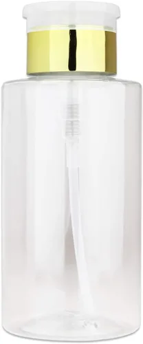Vista 12 de Dispensador de bomba de empuje transparente de 7 onzas, botella recargable vacía con tapa abatible, para esmalte de uñas, viajes, embalaje