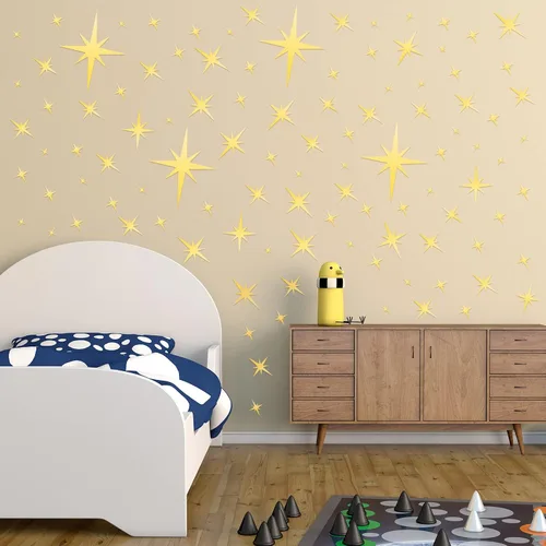 Vista 4 de Zonon - 82 piezas de calcomanías de espejo para pared, calcomanías de estrella decorativas, removibles, 3D, espejo acrílico, calcomanía de estrella