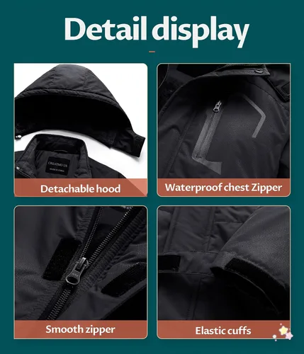 Vista 5 de CREATMO US Chaqueta de esquí impermeable para niño, abrigo de nieve cálido para invierno, resistente al viento, chaqueta de lluvia para snowboard