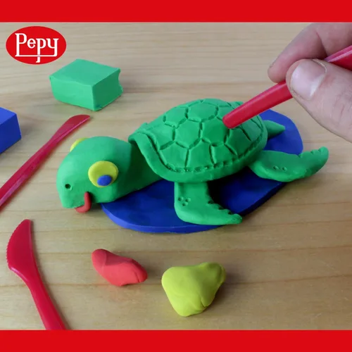 Vista 5 de Pepy Arcilla de modelado de plastilina a base de aceite reutilizable y que no se seca, colores primarios, 1 libra, sin azufre y no tóxica, ideal
