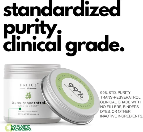 Vista 3 de FOLIUS LABS Cápsulas de resveratrol de ultra alta pureza - 99% Trans-Resveratrol - Extracto de Knotweed japonés - Apoya la inmunidad, apoya