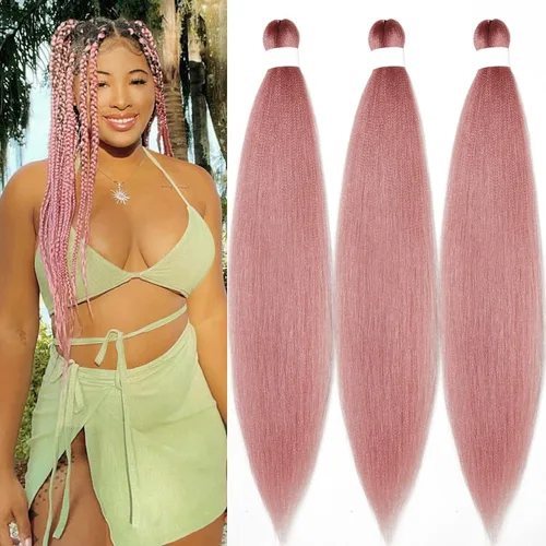 Vista 62 de Pelo trenzado corto 1B negro preestirado Extensiones de pelo trenzado para niños para trenzas de caja sin nudos, pelo trenzado preestirado de 16