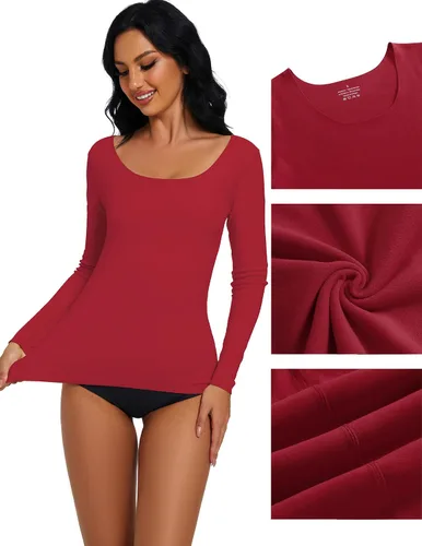 Vista 3 de YYA Camisas básicas de manga larga de 3 piezas para mujer, térmicas, cálidas, cuello redondo, elásticas, ajustadas, camiseta de capa S-XL