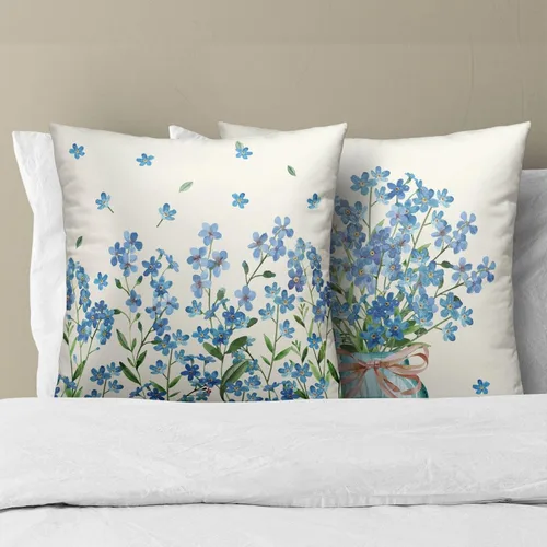 Vista 3 de Fundas de almohada florales de primavera 16x16 pulgadas, juego de 2, fundas de almohada azules de flor de jarra de Mason, fundas de almohada