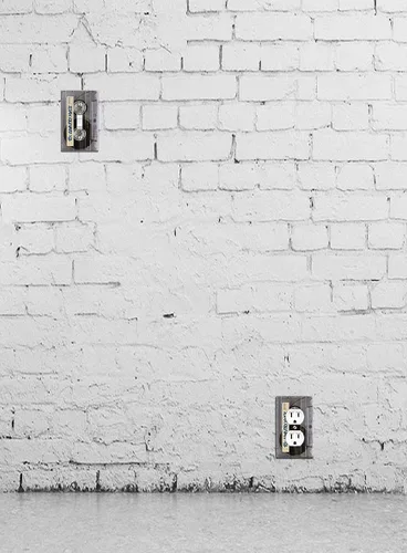 Vista 4 de WIRESTER Placa de pared dúplex con tapa de salida - Cinta de casete transparente retro con música country