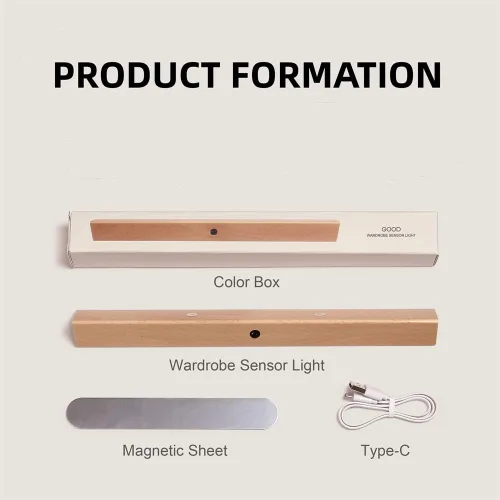 Vista 8 de Luces LED de noche recargables con sensor de movimiento magnético de madera, fácil de instalar, adecuadas para baño, sala de estar, dormitorio