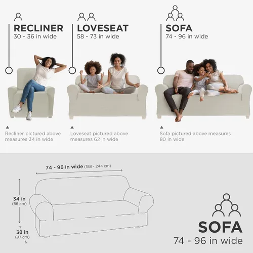 Vista 5 de Zenna Home Funda elástica de felpilla para sofá, color marfil/hueso, 1 pieza, suave y elástica para sofás, tela resistente a las arrugas, fácil