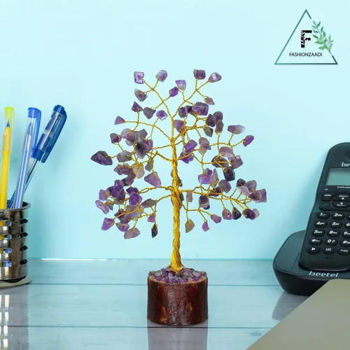 Vista 7 de FASHIONZAADI Árbol de dinero bonsái de amatista, árbol de dinero de cristal Feng Shui, piedras preciosas de chakras, cristales curativos de buena