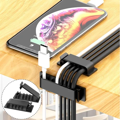 Vista 4 de ELII - Kit de gestión de cables de 300 piezas, 4 fundas para cables y 35 clips de cable