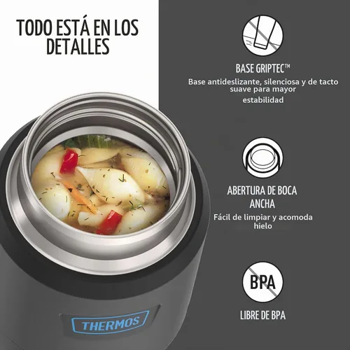 Vista 4 de THERMOS ICON - Tarro de alimentos de acero inoxidable con cuchara, 12 onzas, color negro