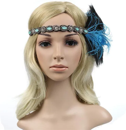 Vista 3 de Roaring Art Deco 1920s Flapper - Diadema de plumas para mujer, diseño de los años 20, diseño de gran Gatsby