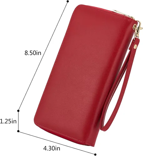 Vista 3 de WOZEAH - Cartera de piel sintética con cremallera y bloqueo RFID para mujer, ideal para viajar