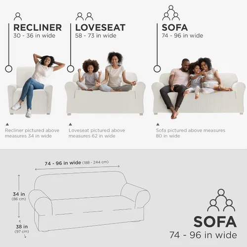 Vista 5 de Zenna Home Simply Fit - Funda elástica para sofá (1 pieza), color crudo