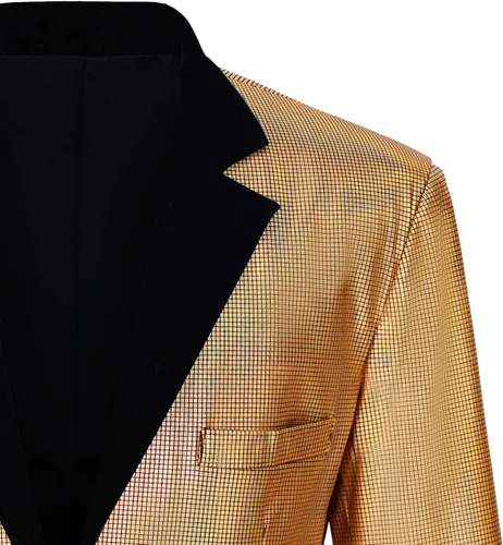 Vista 5 de Men's Metallic Sequin Slim Suit Two-Piece Set Outfit 70s Disco Prom Costume