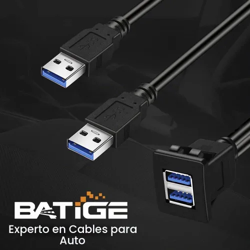 Vista 5 de Cable de extensión cuadrado USB 3.0 de doble puerto con hebilla