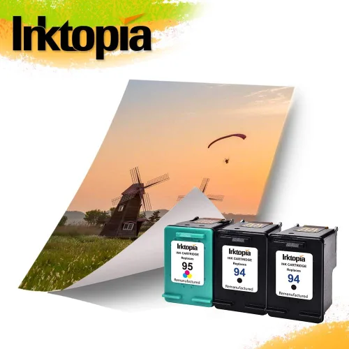 Vista 2 de Inktopia Cartucho de tinta remanufacturado de repuesto para HP 94 y HP 95 C9354BN C8765WN C8766WN para impresora Officejet 150 100 H470 9800 7310