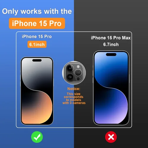 Vista 2 de Protector de pantalla de privacidad mate para iPhone 15 Pro de 6.1 pulgadas con protector de lente de cámara, cobertura completa, antirreflejos