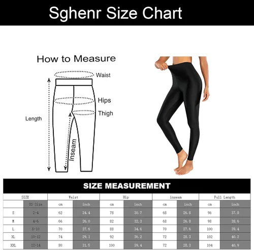 Vista 7 de Sghenr Pantalones de yoga de cintura alta para mujer, con control de abdomen, mallas deportivas brillantes para entrenamiento