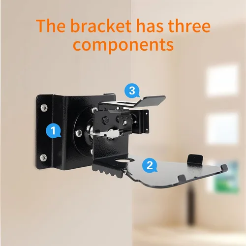 Vista 4 de shinar Soporte de pared de metal solo para Echo Show 5 (3.ª generación), gira hasta 360° / inclinación -70° / +70°, soporte de montaje compatible