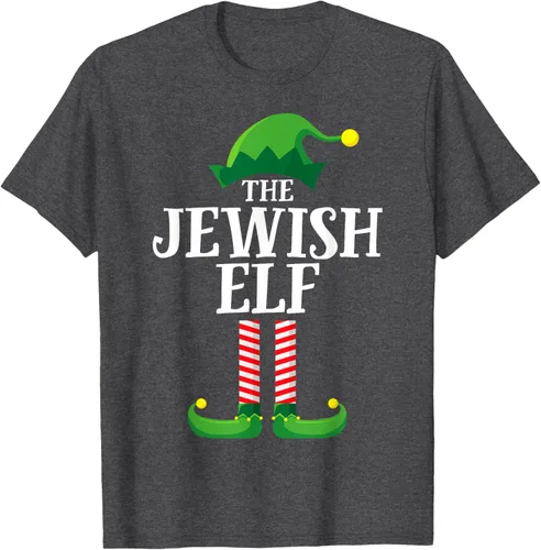 Vista 20 de Playera de pijama para fiesta de Navidad, grupo familiar a juego con elfo judío