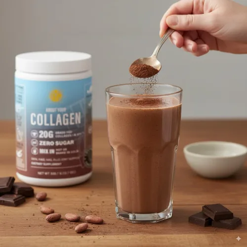 Vista 7 de Péptidos de chocolate en polvo, colágeno hidrolizado tipo 1 y 3 alimentado con pasto, promueve el cabello, la piel y las uñas (30 porciones)
