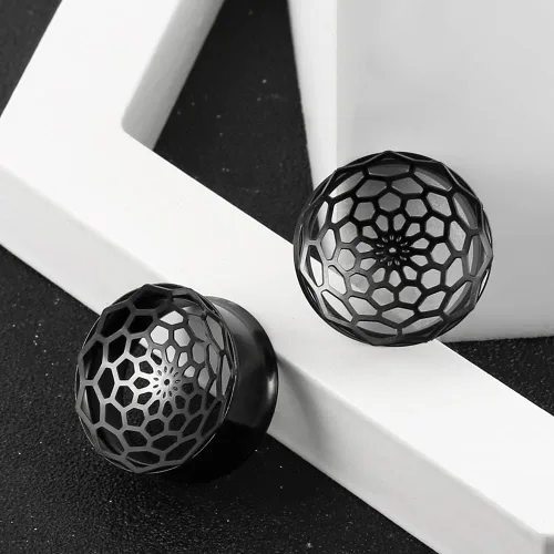 Vista 6 de 1 par de tapones para los oídos clásicos de acero inoxidable 316, hipoalergénicos, calibre 0.315 in-0.984 in (0G-1") Piercing para el cuerpo, 1 par