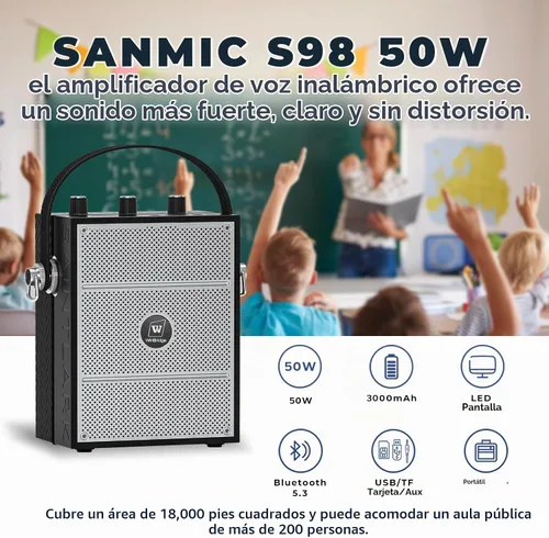 Vista 3 de Amplificador de voz Bluetooth 5.3 con auriculares de micrófono inalámbrico, micrófono amplificador inalámbrico personal para profesores, megafonía