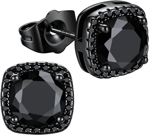 Vista 31 de Richsteel Aretes de circonita cúbica para hombre, postes de plata de ley Dorado Plateado