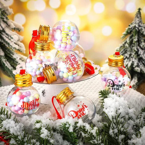 Vista 3 de Dingion 12 piezas de adornos de bola de alcohol de Navidad, adornos de árbol de Navidad, bolas de bebida de Navidad, bolas de bebida festivas