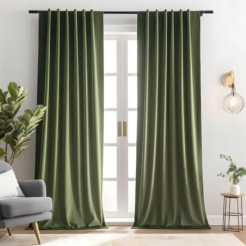 Vista 16 de Cortinas opacas de terciopelo negro para sala de estar, 52 pulgadas de ancho x 63 pulgadas de largo, cortinas opacas de lujo para dormitorio