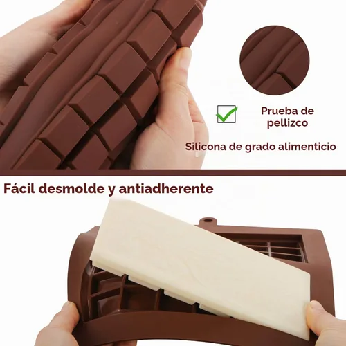 Vista 7 de Webake Molde de barra de chocolate de silicona, moldes de barra de caramelo de 4 onzas, paquete de 2 unidades para barras energéticas de proteínas