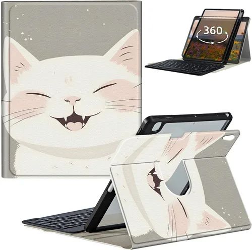 Vista 26 de Funda de teclado para iPad de 9ª/8ª/7ª generación de 10.2 pulgadas 2021/2020/2019 con soporte delgado giratorio de 360 grados, cubierta inteligente