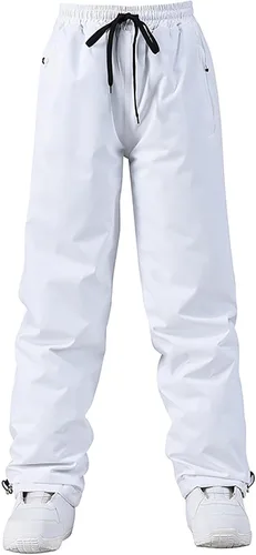 Vista 4 de hlysgo Pantalones de esquí de nieve para mujer, impermeables, aislados, softshell, con cordón, pantalones de snowboard