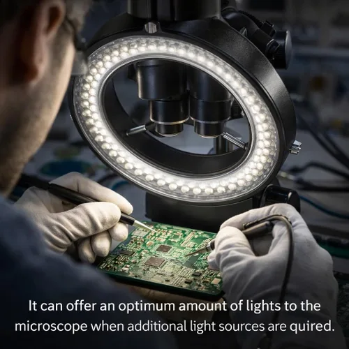 Vista 6 de Lámpara de anillo de cámara de microscopio 144 cuentas LED Fuente de luz Brillo Control variable ajustable Iluminación sin sombras