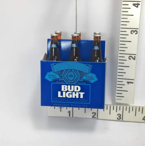 Vista 2 de Kurt Adler Budweiser Bud Light - Paquete de seis adornos de Navidad en miniatura