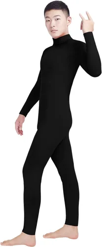 Vista 3 de Shinningstar Zentai Unitard - Body de manga larga con cuello alto y elastano para hombre