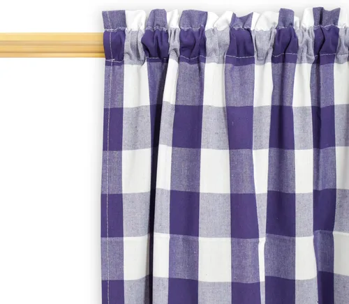 Vista 48 de Cenefas de cortina para ventana de 16 pulgadas de largo, 2 paneles de cuadros búfalo, cortinas pequeñas con bolsillo para barra, estilo clásico
