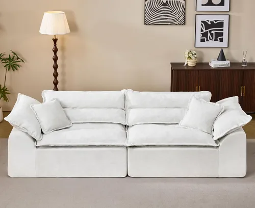 Vista 7 de Hobestluk Sofá modular de 104 pulgadas, sofá modular de 3 plazas, sofá sin hueso, sofá nube con cojín extraíble, sofás modulares seccionales
