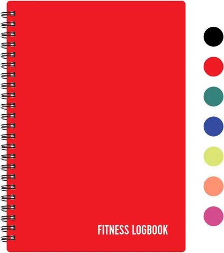 Vista 14 de Cuaderno de registro de fitness (negro) – Diario de entrenamiento A5 sin fecha para hombres y mujeres – cubierta de plástico y papel grueso – Agenda