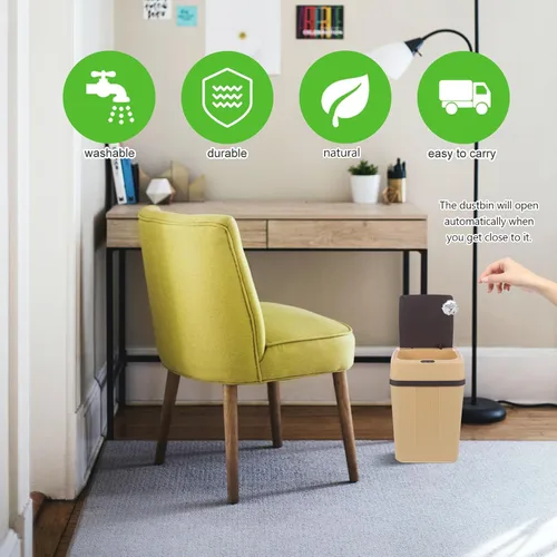 Vista 7 de Cubo de basura automático sin contacto inteligente con modos, contenedor de basura de plástico a pilas para cocina, oficina, baño, sensor sin