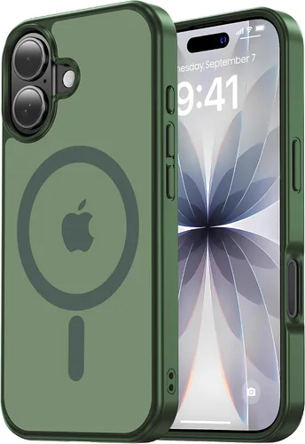 Vista 107 de Tigowos Funda Magnética para iPhone Air Compatible con MagSafe Resistente a Caídas de 16 Pies Cubierta Trasera con Sensación de Piel Mate a Prueba