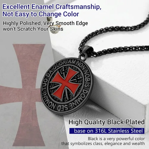 Vista 6 de PROSTEEL Stainless Steel Vintage Masonic Knight Templar Necklace for Men