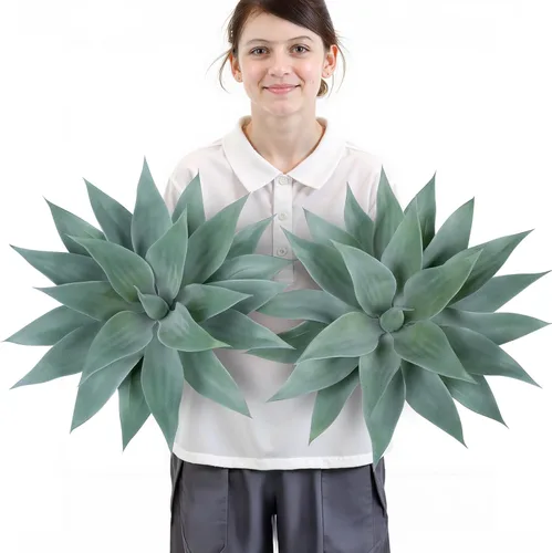 Vista 16 de Velener Plantas artificiales de agave falsas, Plantas suculentas falsas para decoración de habitaciones, tallos de plantas de agave sintético sin