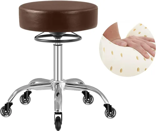 Vista 11 de Taburete rodante con ruedas, capacidad de peso de 400 libras, silla de pestañas resistente ajustable para tatuajes, laboratorio, masaje, spa, Negro