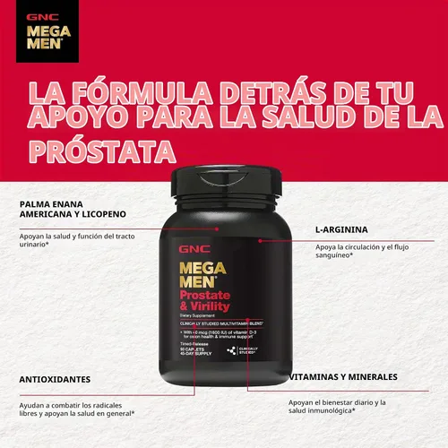 Vista 5 de Cápsulas GNC Mega, para la próstata y virilidad para hombres 90