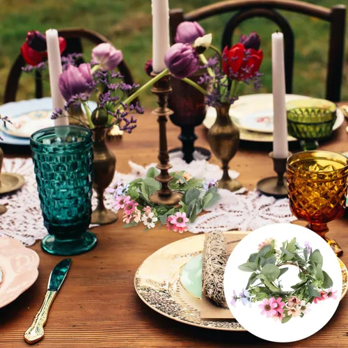 Vista 8 de Zerodeko Corona de eucalipto, anillo de vela, centros de mesa de boda para mesas, coronas de velas para decoraciones de Pascua, decoración del hogar