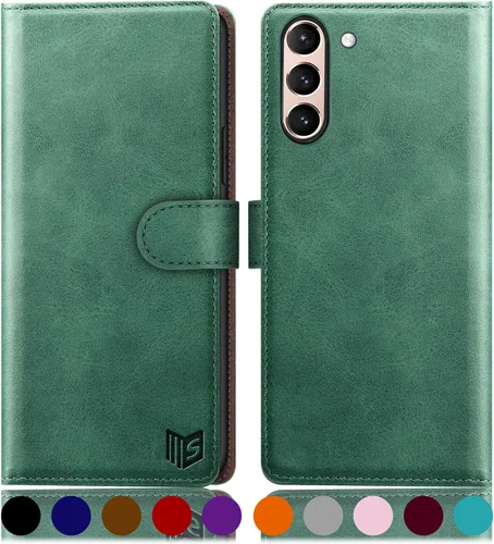 Vista 15 de SUANPOT Funda tipo cartera para Samsung Galaxy S21 FE 【Bloqueo RFID】 Soporte para tarjetas de crédito, funda de piel sintética con tapa para Negro